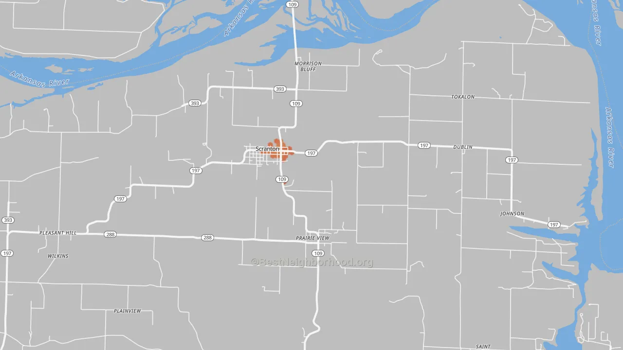 Bike Grade map of Scranton, AR