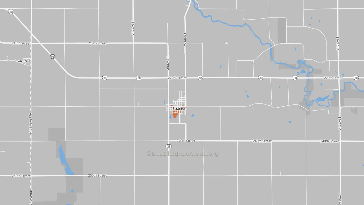 Bike Grade map of Scranton, IA