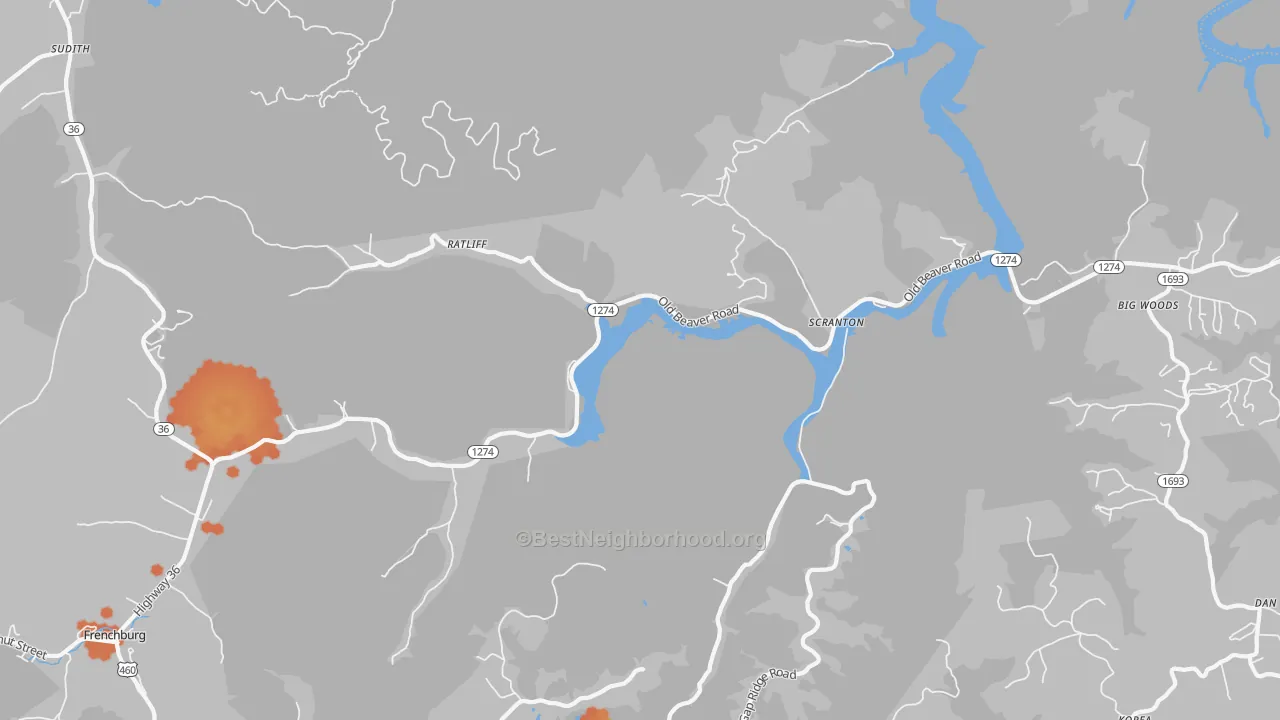 Bike Grade map of Scranton, KY