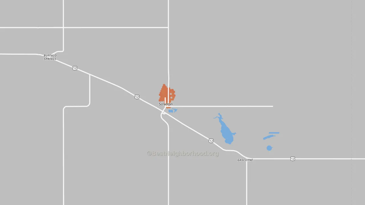 Bike Grade map of Scranton, ND
