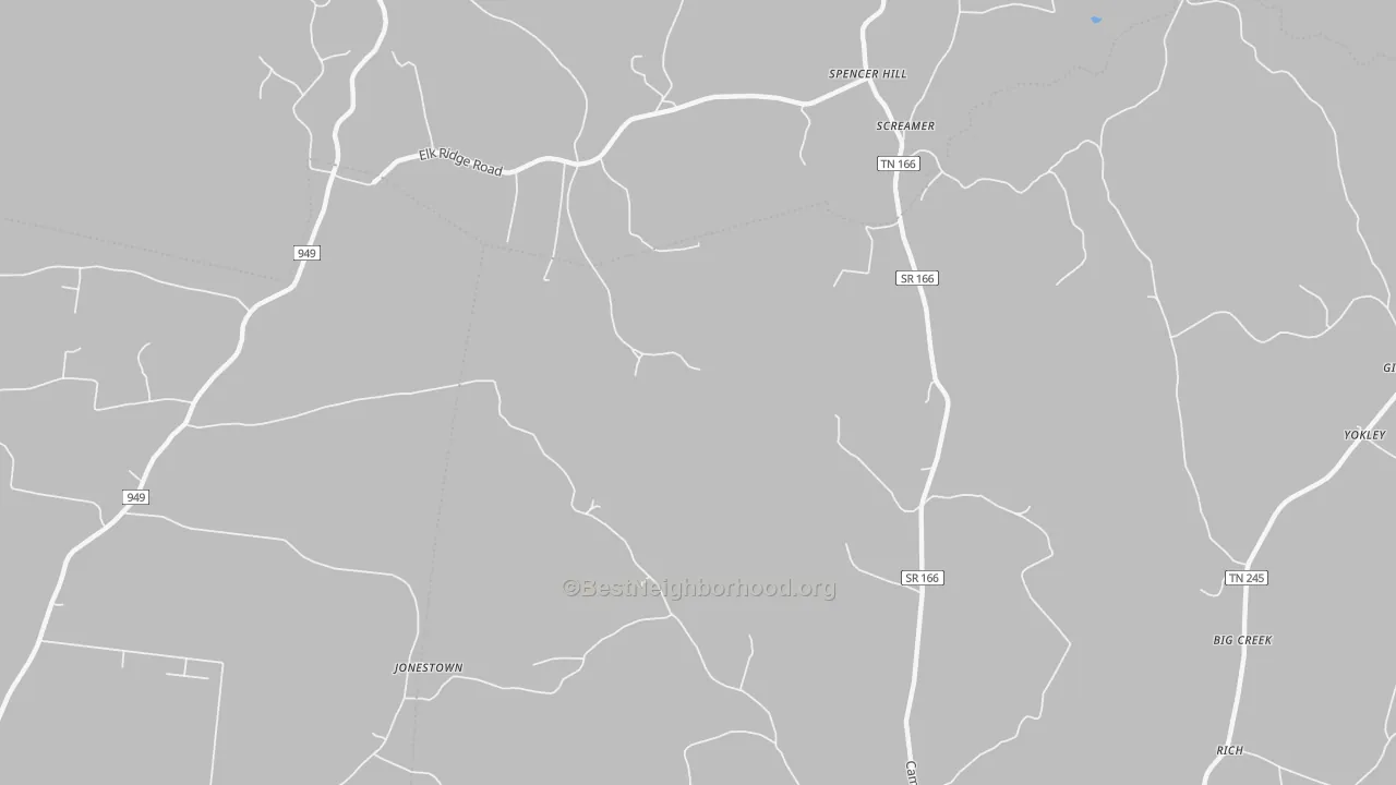 Bike Grade map of Screamer, TN