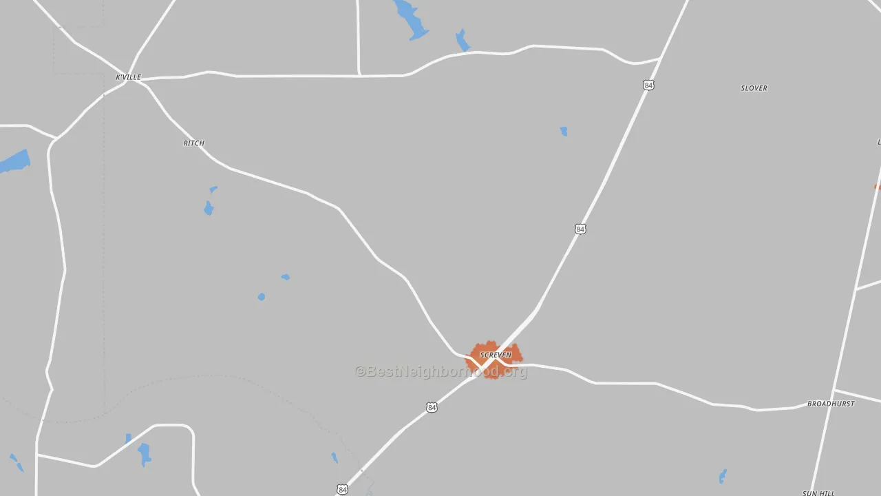 Bike Grade map of Screven, GA