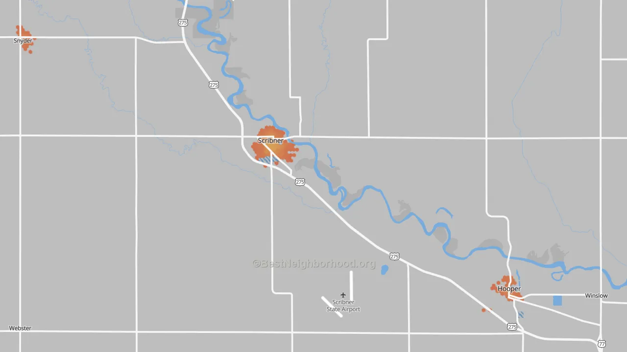 Bike Grade map of Scribner, NE