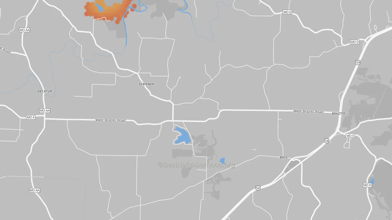 Bike Grade map of Scrivner, MO