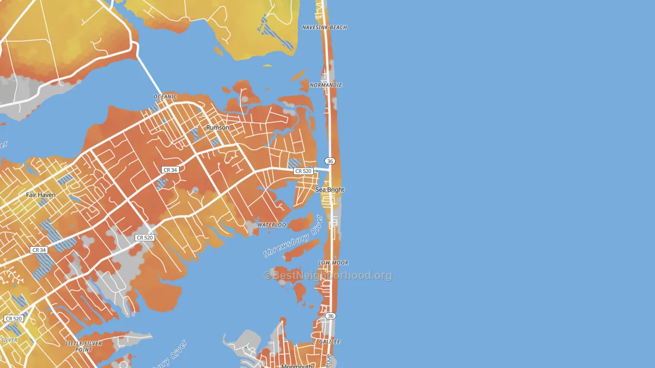 Bike Grade map of Sea Bright, NJ