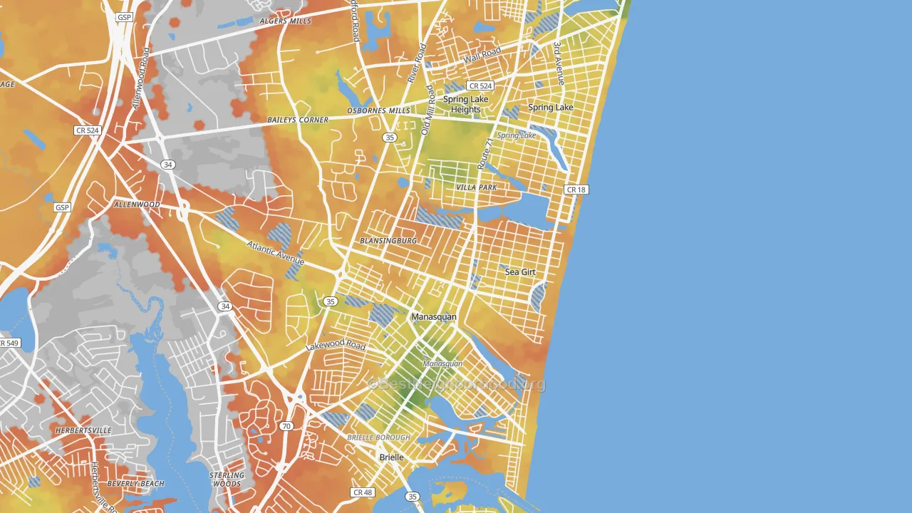 Bike Grade map of Sea Girt, NJ