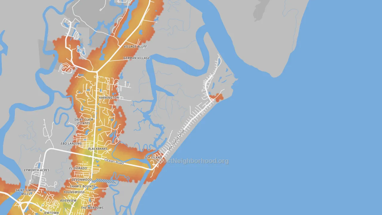 Bike Grade map of Sea Island, GA