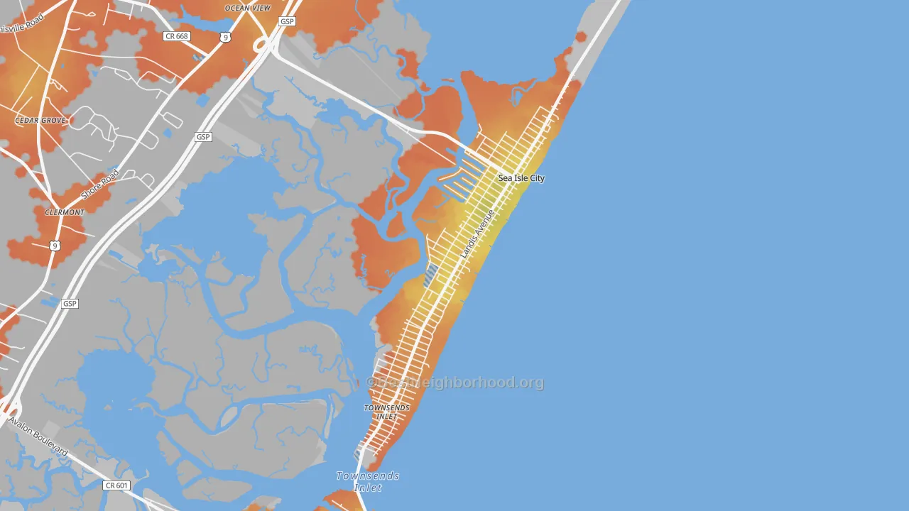 Bike Grade map of Sea Isle City, NJ
