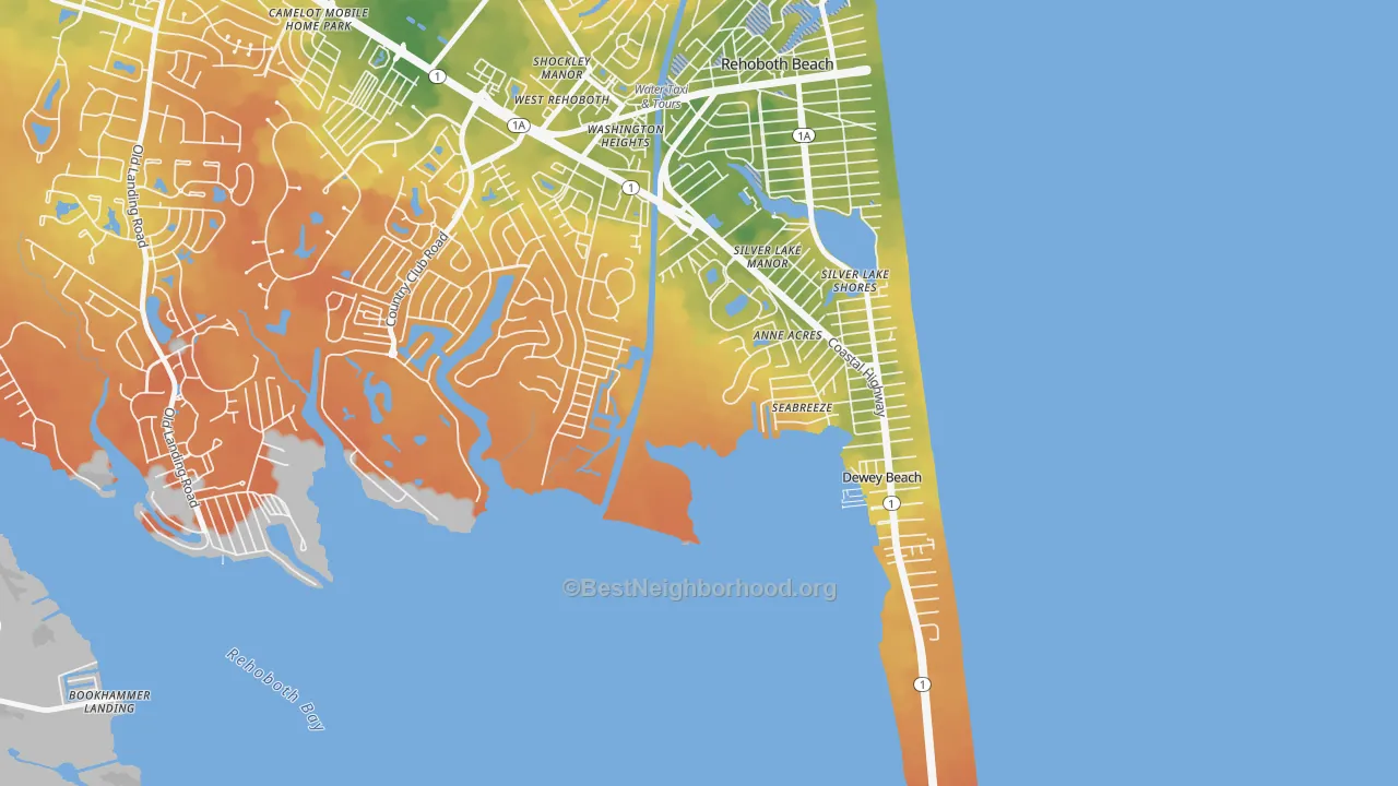 Bike Grade map of Seabreeze, DE