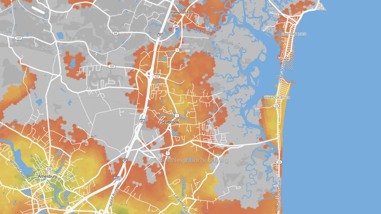 Bike Grade map of Seabrook, NH
