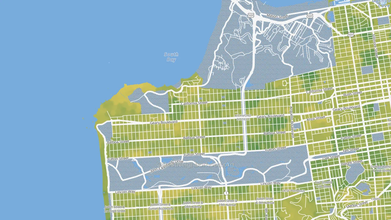 Bike Grade map of Seacliff, San Francisco, CA