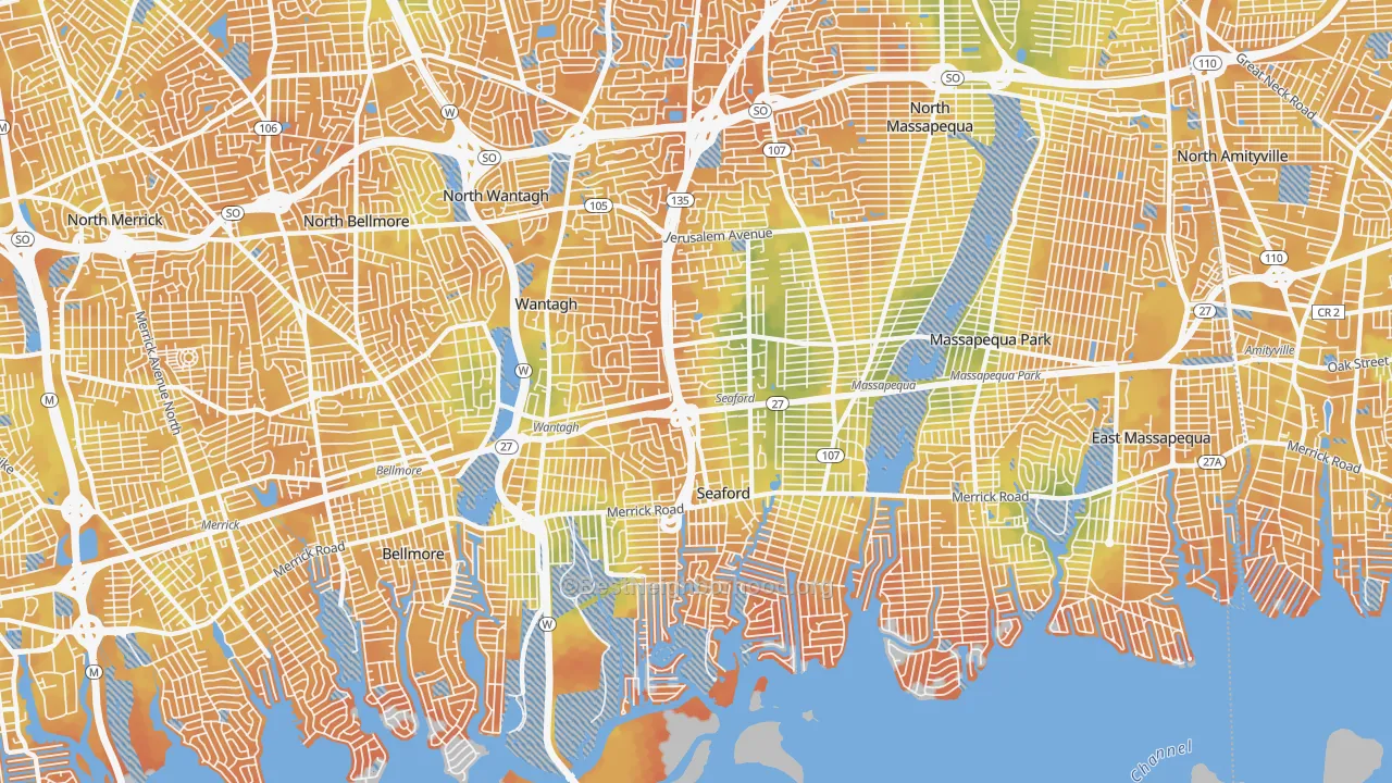 Bike Grade map of Seaford, NY