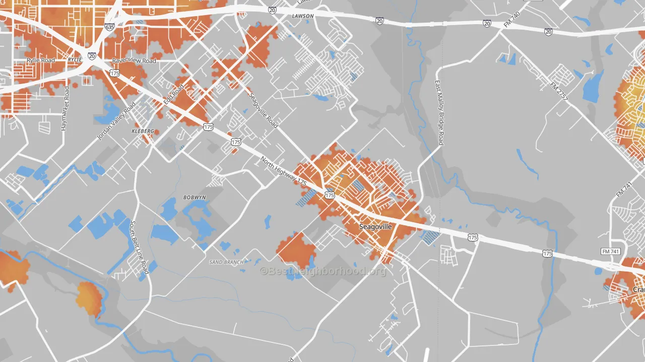 Bike Grade map of Seagoville, TX