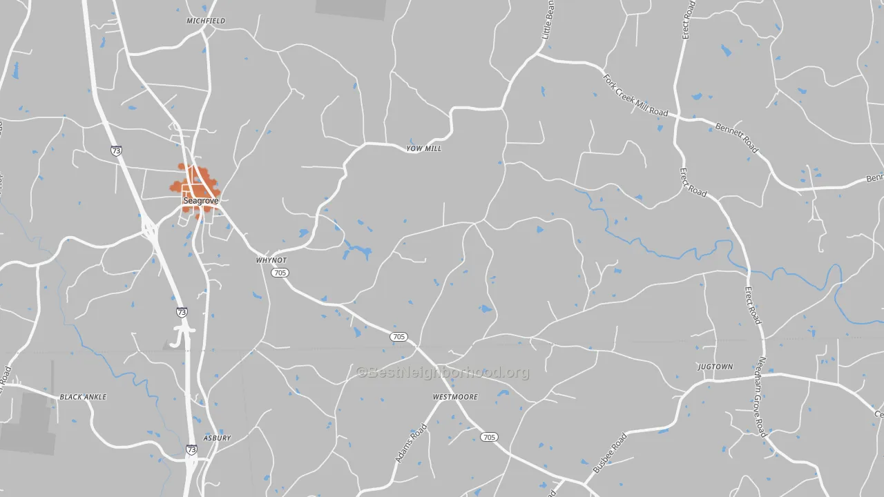 Bike Grade map of Seagrove, NC