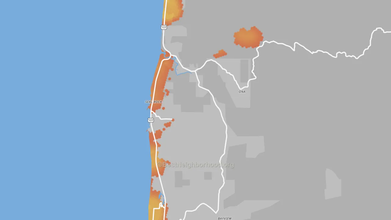 Bike Grade map of Seal Rock, OR
