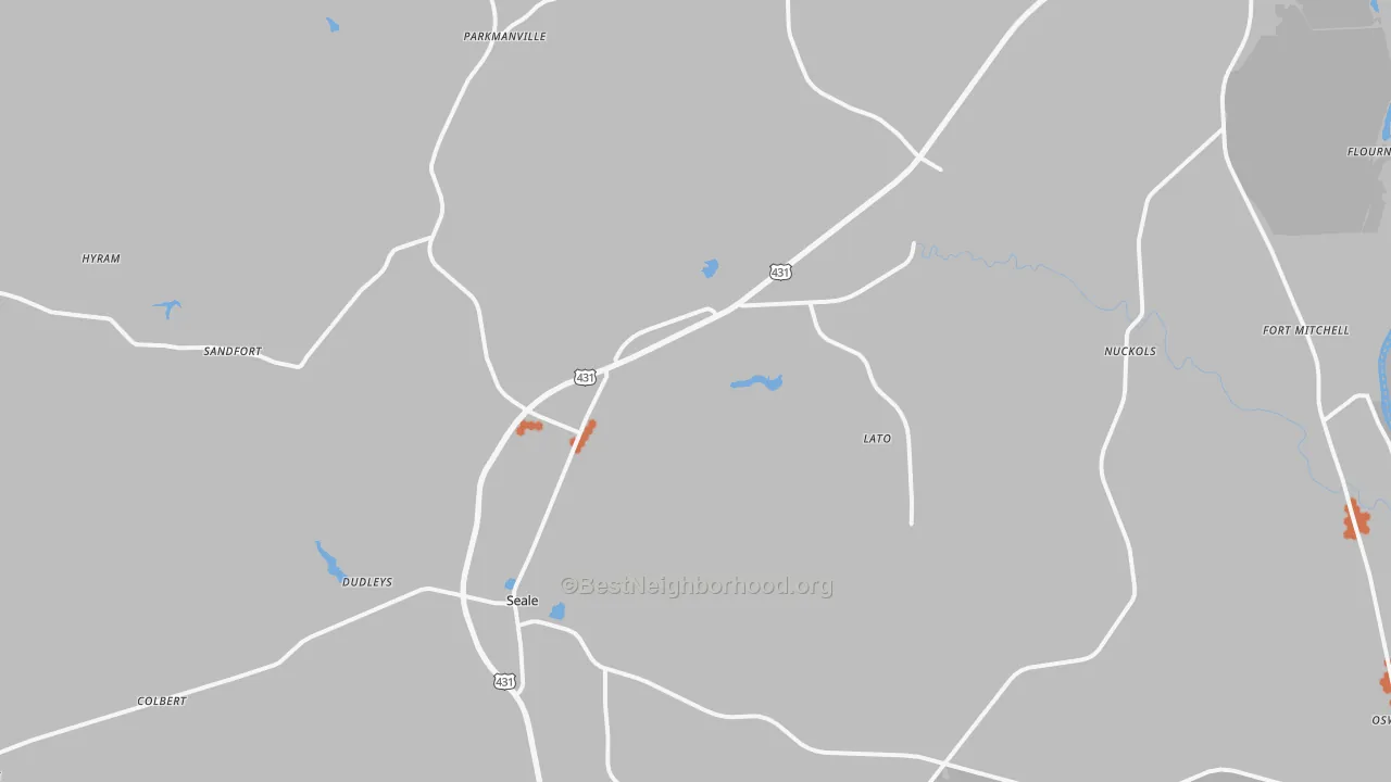 Bike Grade map of Seale, AL