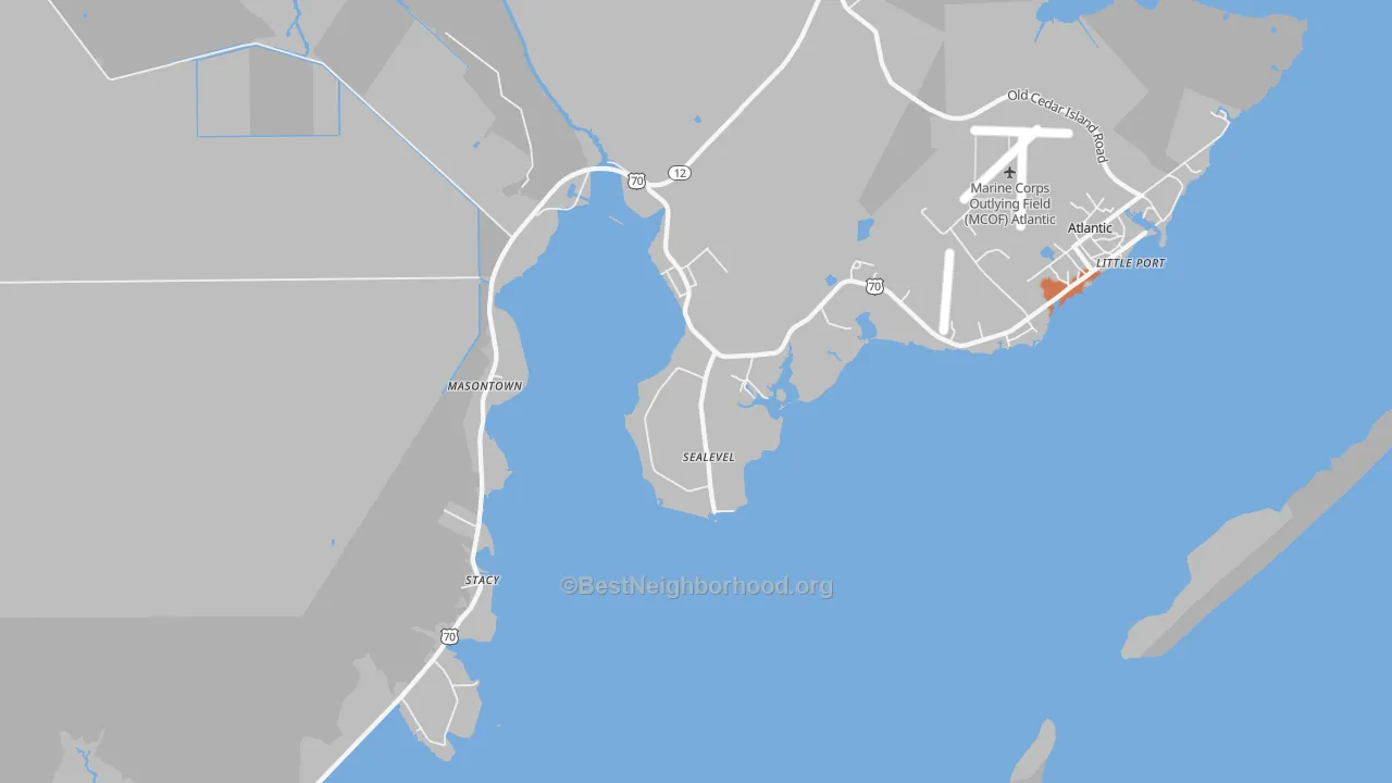 Bike Grade map of Sealevel, NC