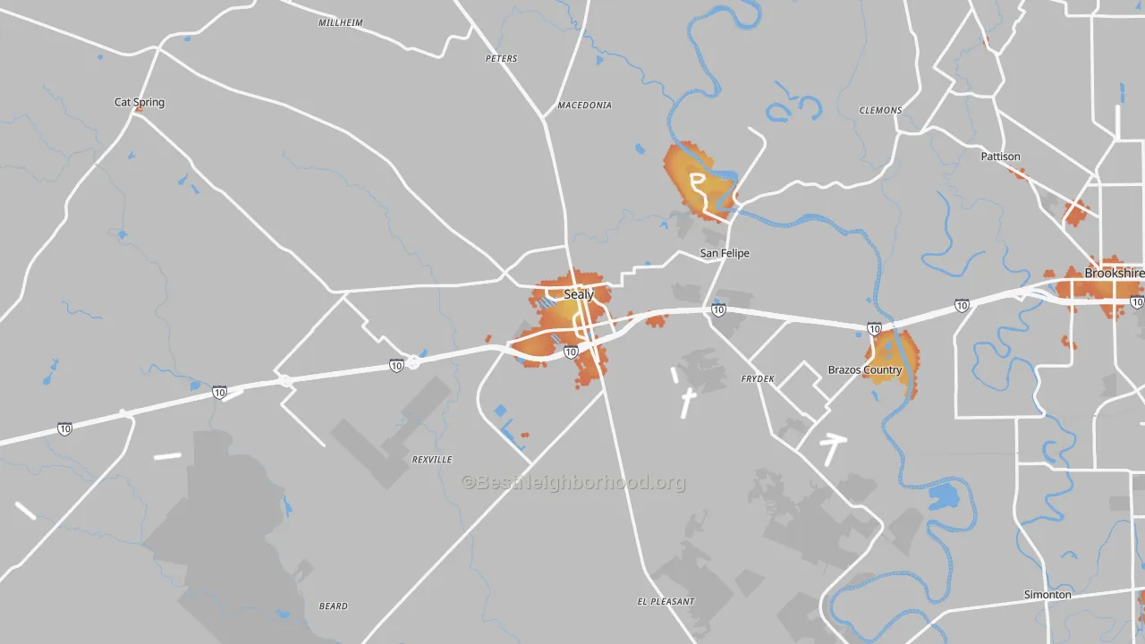 Bike Grade map of Sealy, TX