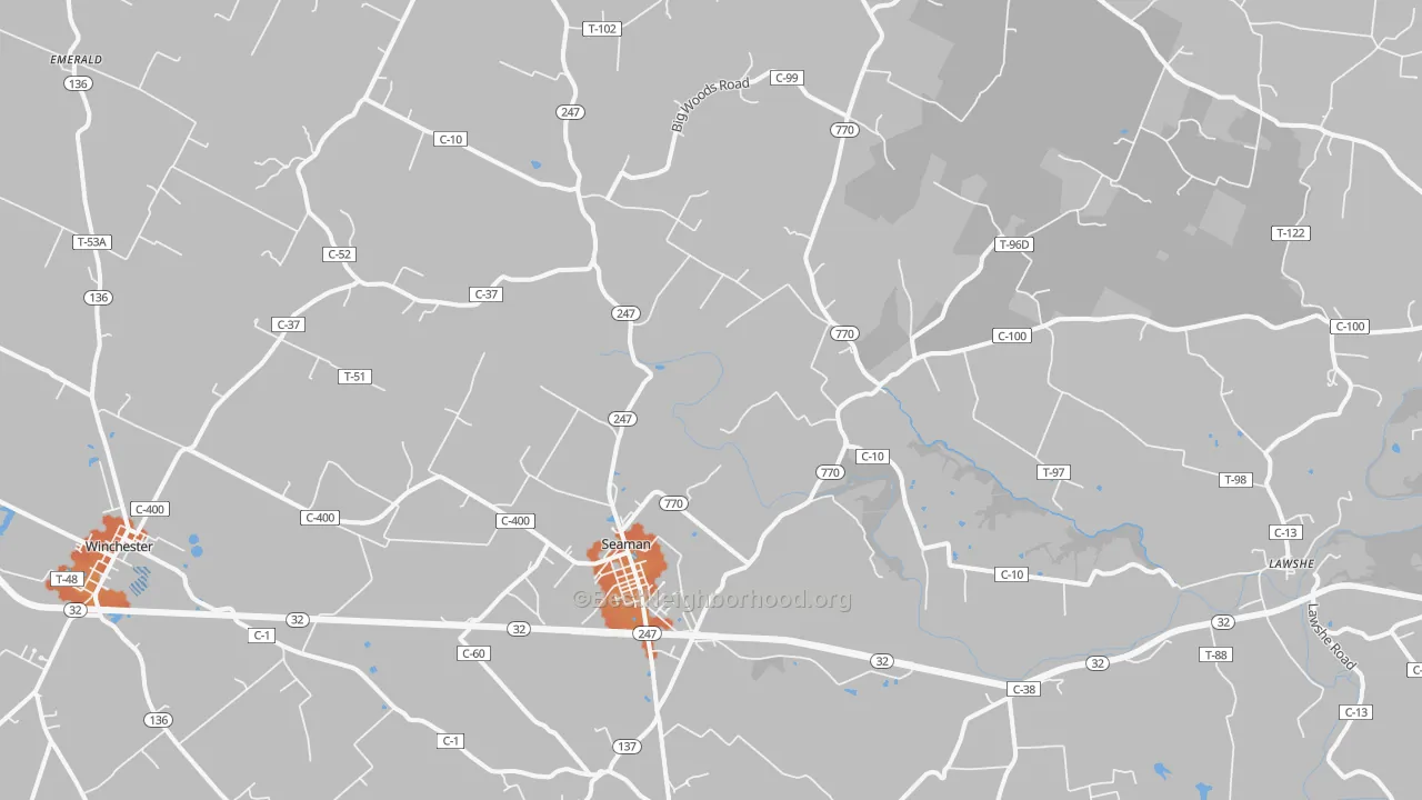 Bike Grade map of Seaman, OH