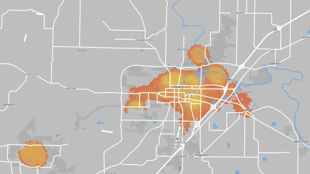 Bike Grade map of Searcy, AR