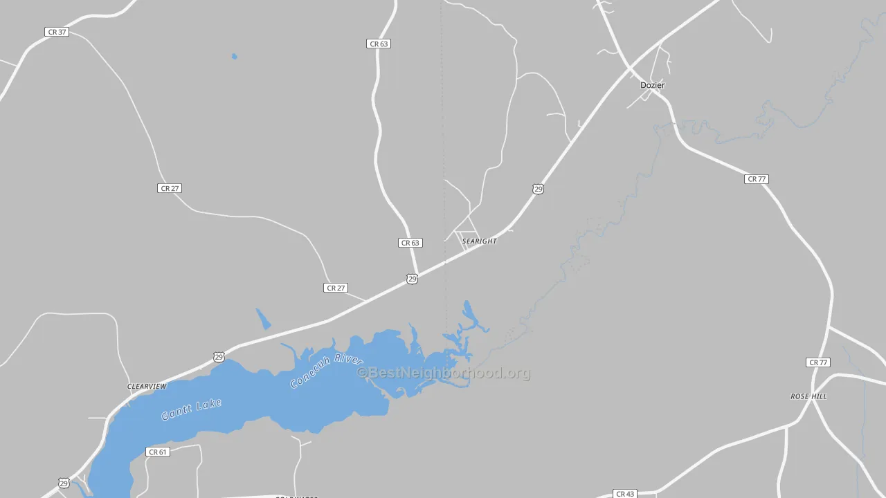 Bike Grade map of Searight, AL