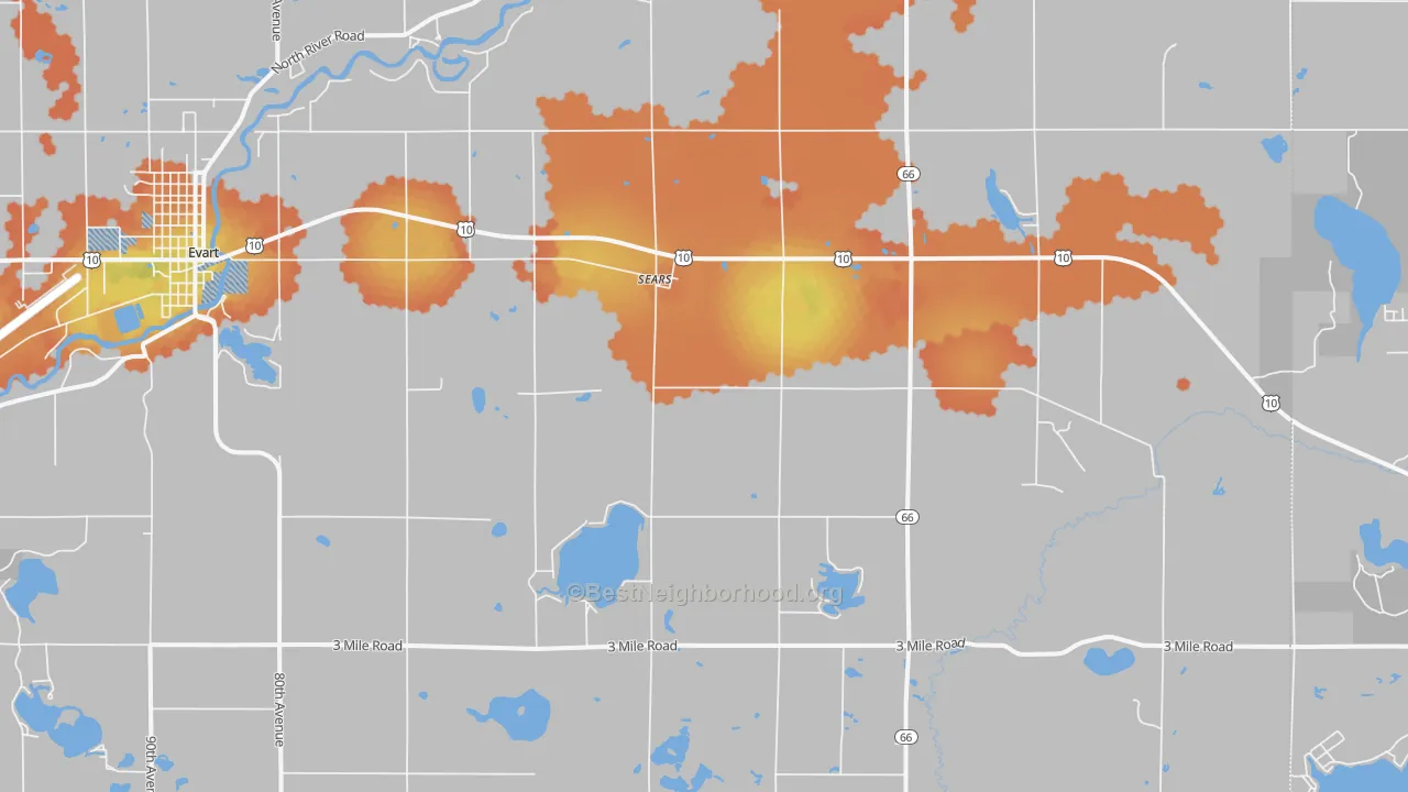 Bike Grade map of Sears, MI