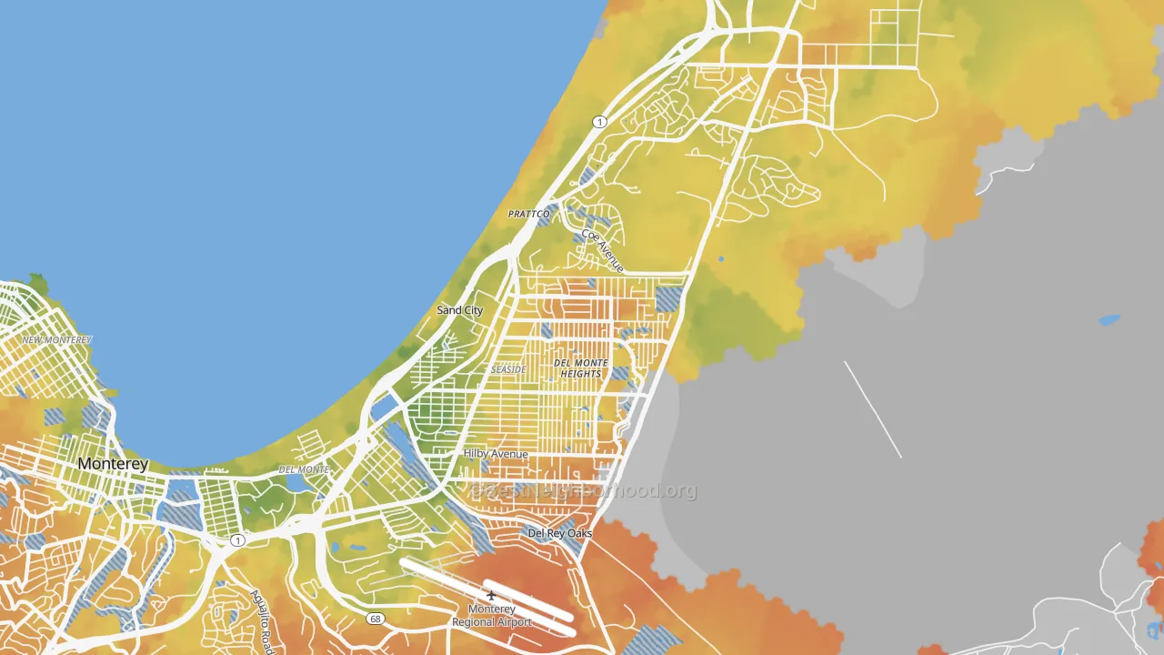 Bike Grade map of Seaside, CA