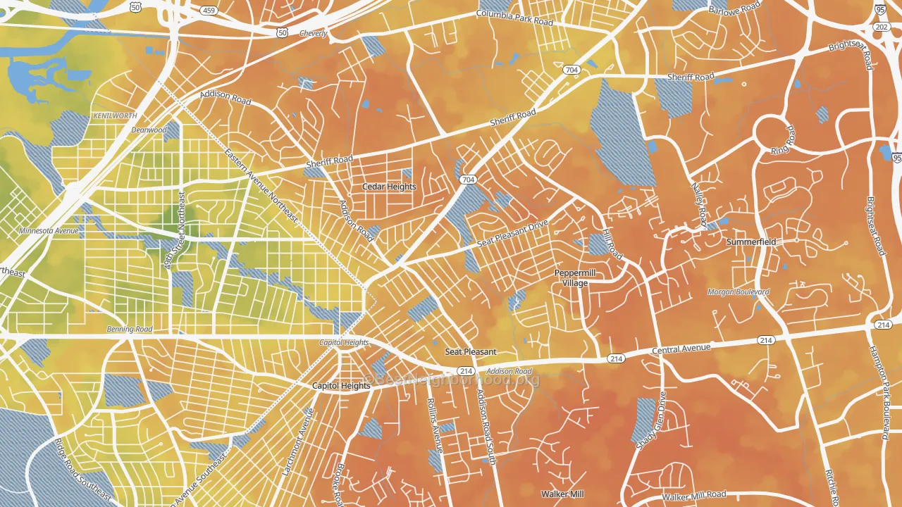 Bike Grade map of Seat Pleasant, MD