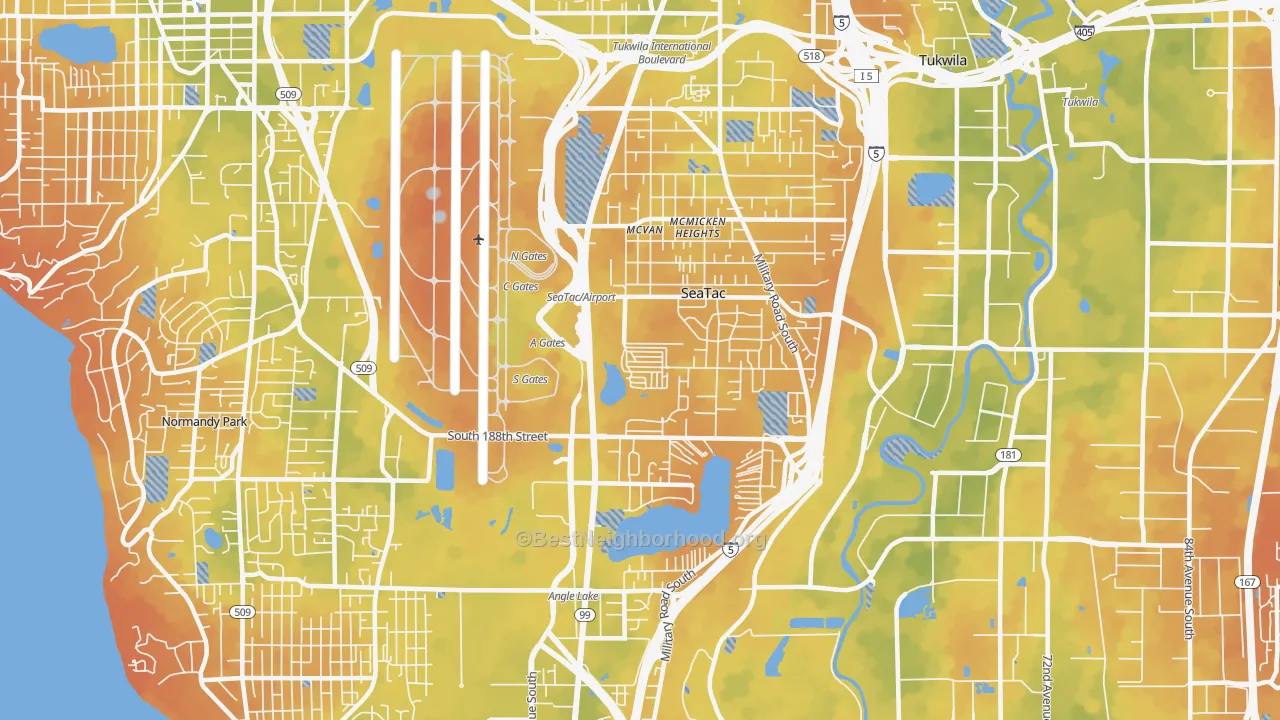 Bike Grade map of SeaTac, WA