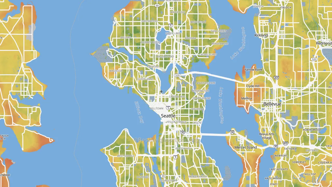 Bike Grade map of Seattle, WA
