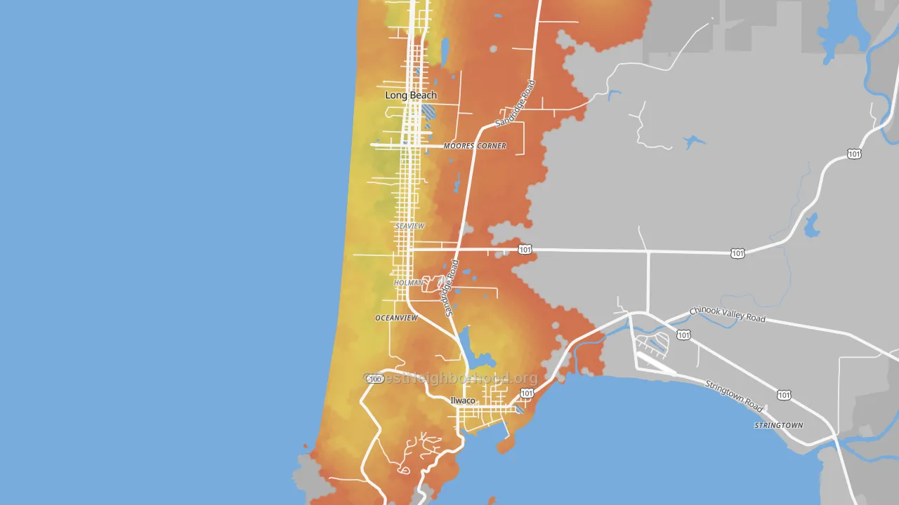 Bike Grade map of Seaview, WA