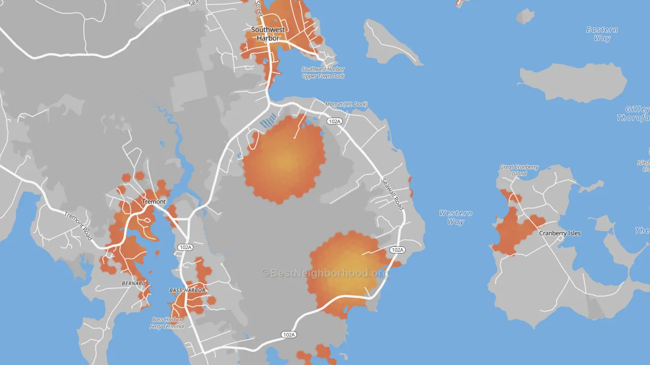 Bike Grade map of Seawall, ME