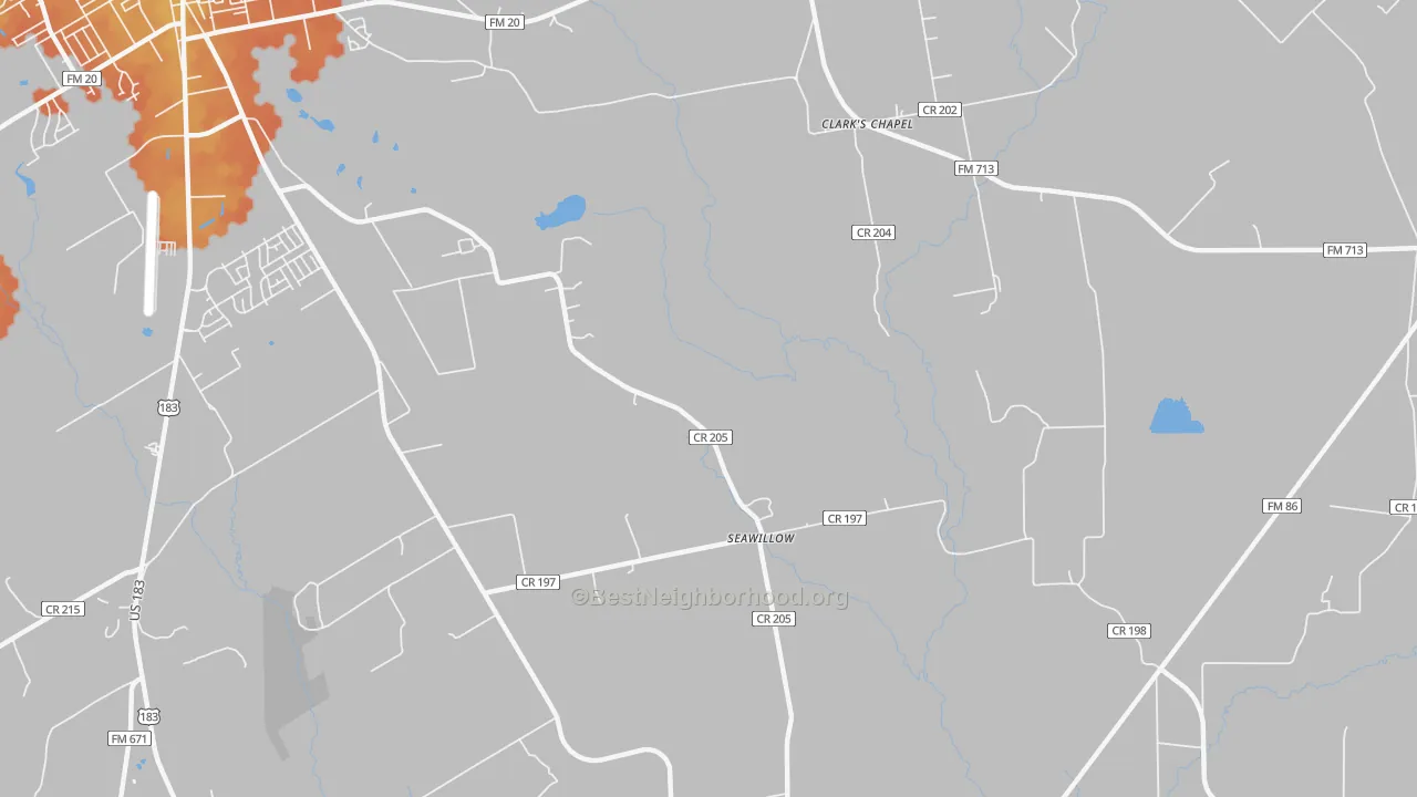 Bike Grade map of Seawillow, TX