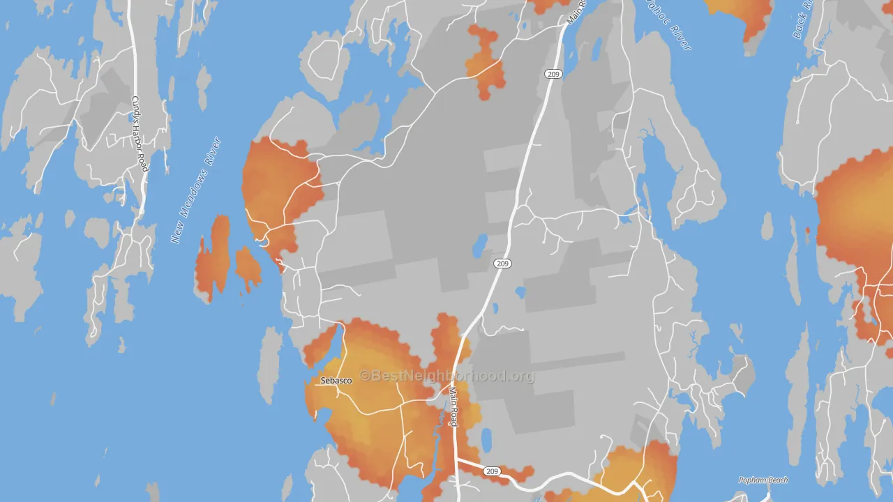 Bike Grade map of Sebasco Estates, ME
