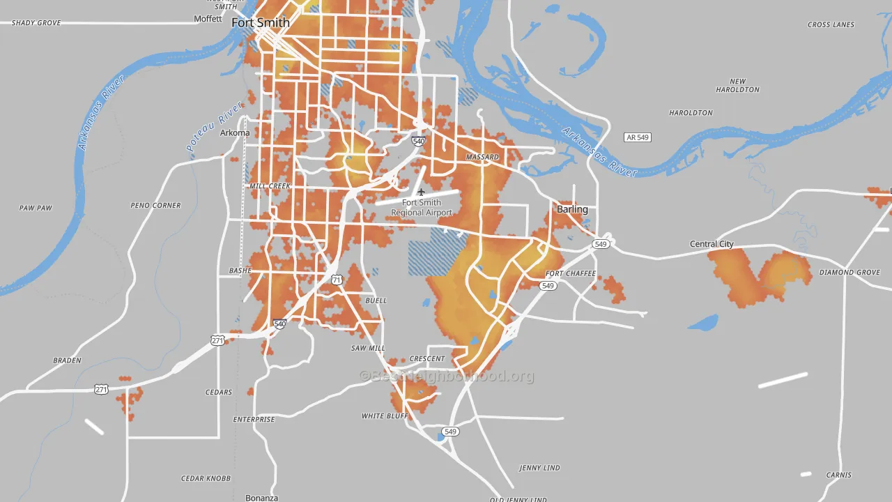 Bike Grade map of Sebastian County, AR