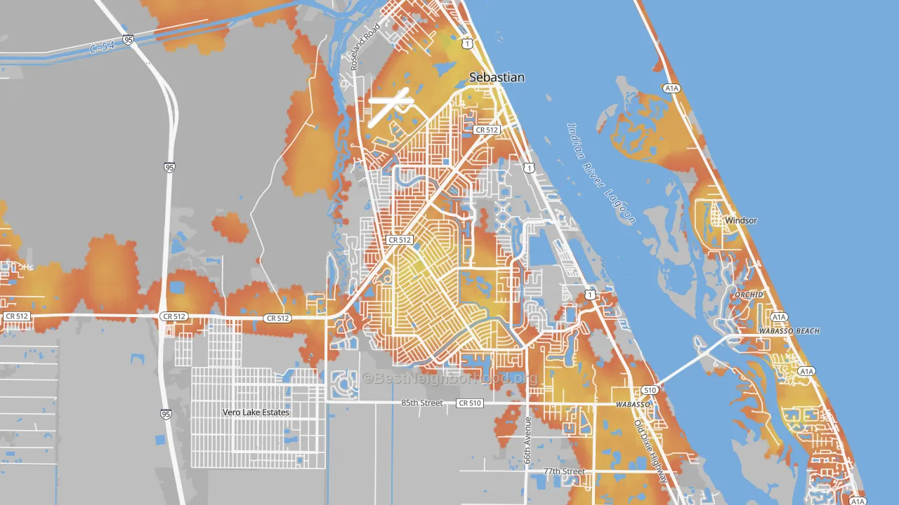 Bike Grade map of Sebastian, FL