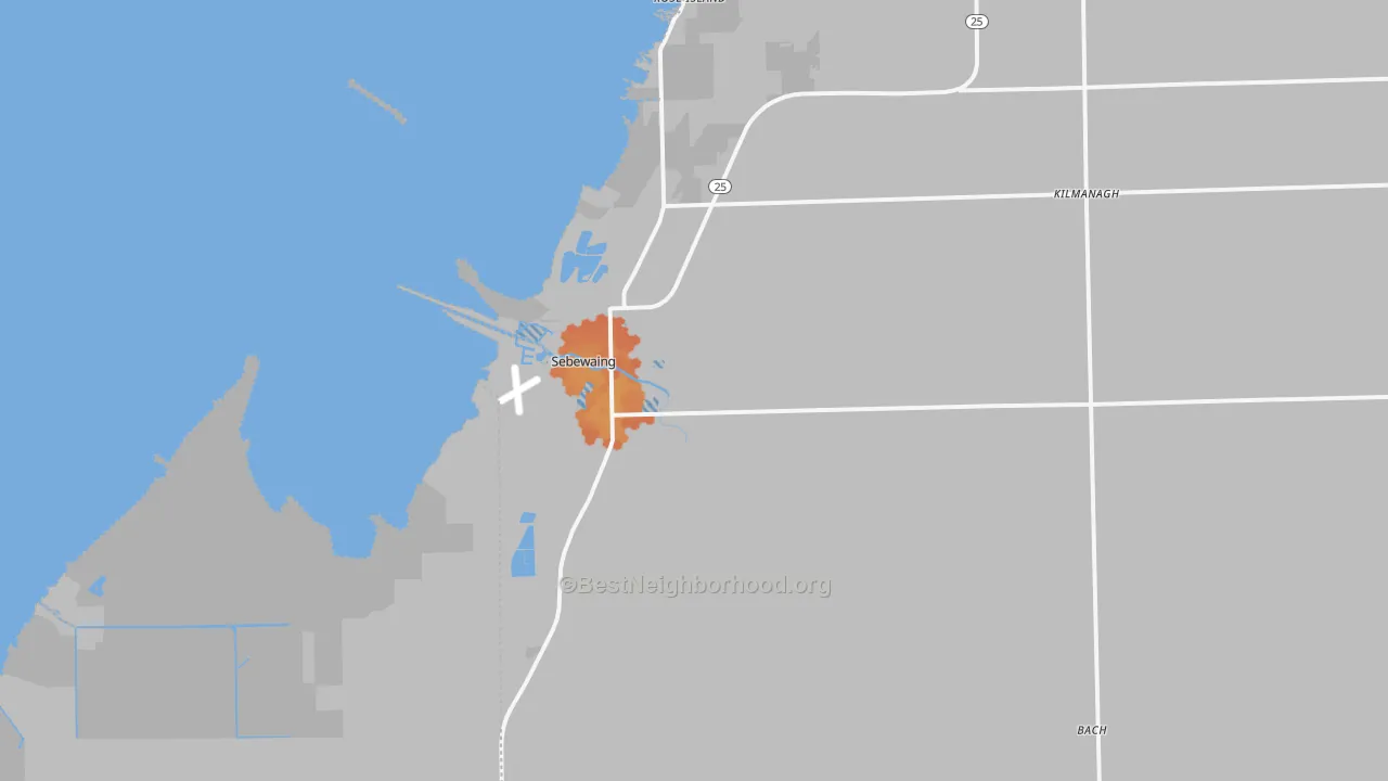 Bike Grade map of Sebewaing, MI