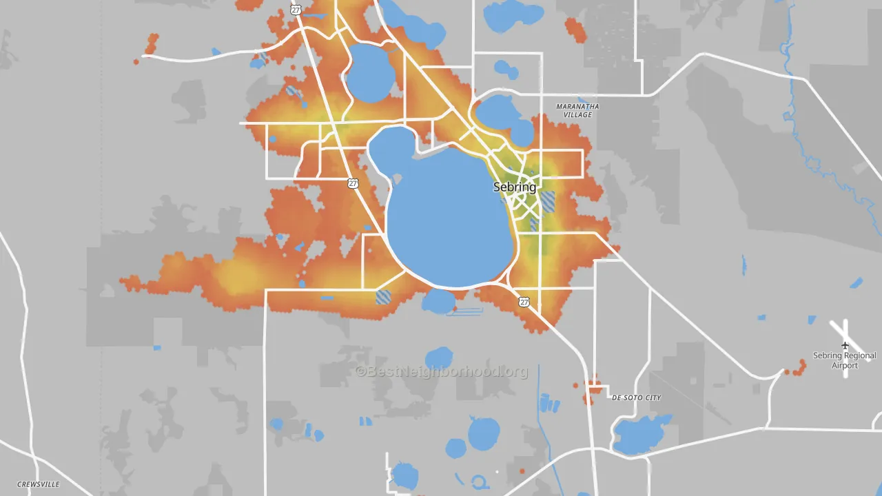 Bike Grade map of Sebring, FL