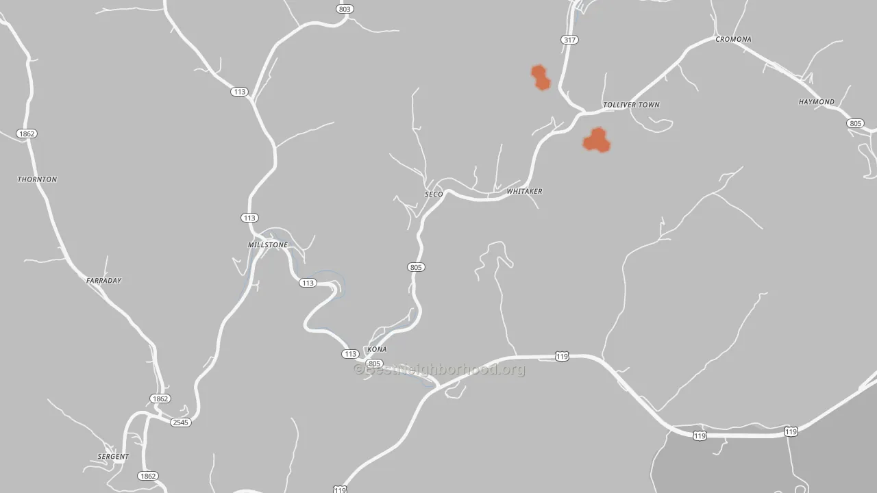 Bike Grade map of Seco, KY