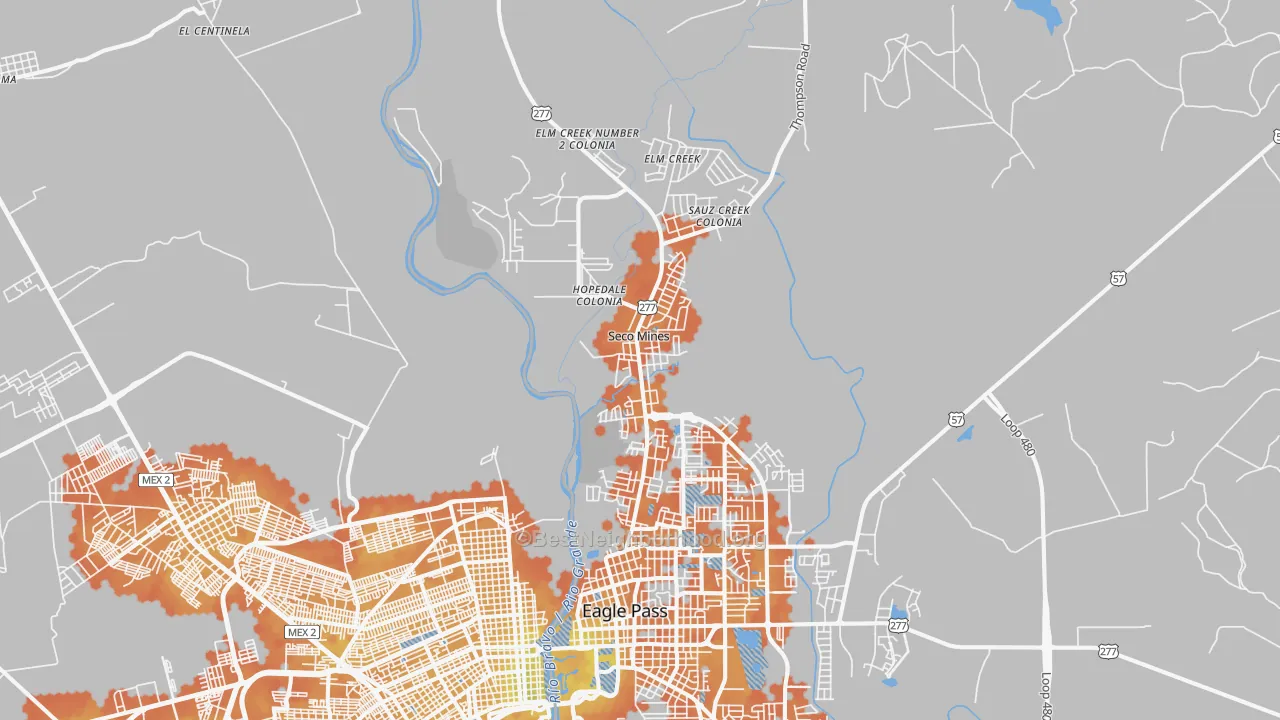 Bike Grade map of Seco Mines, TX