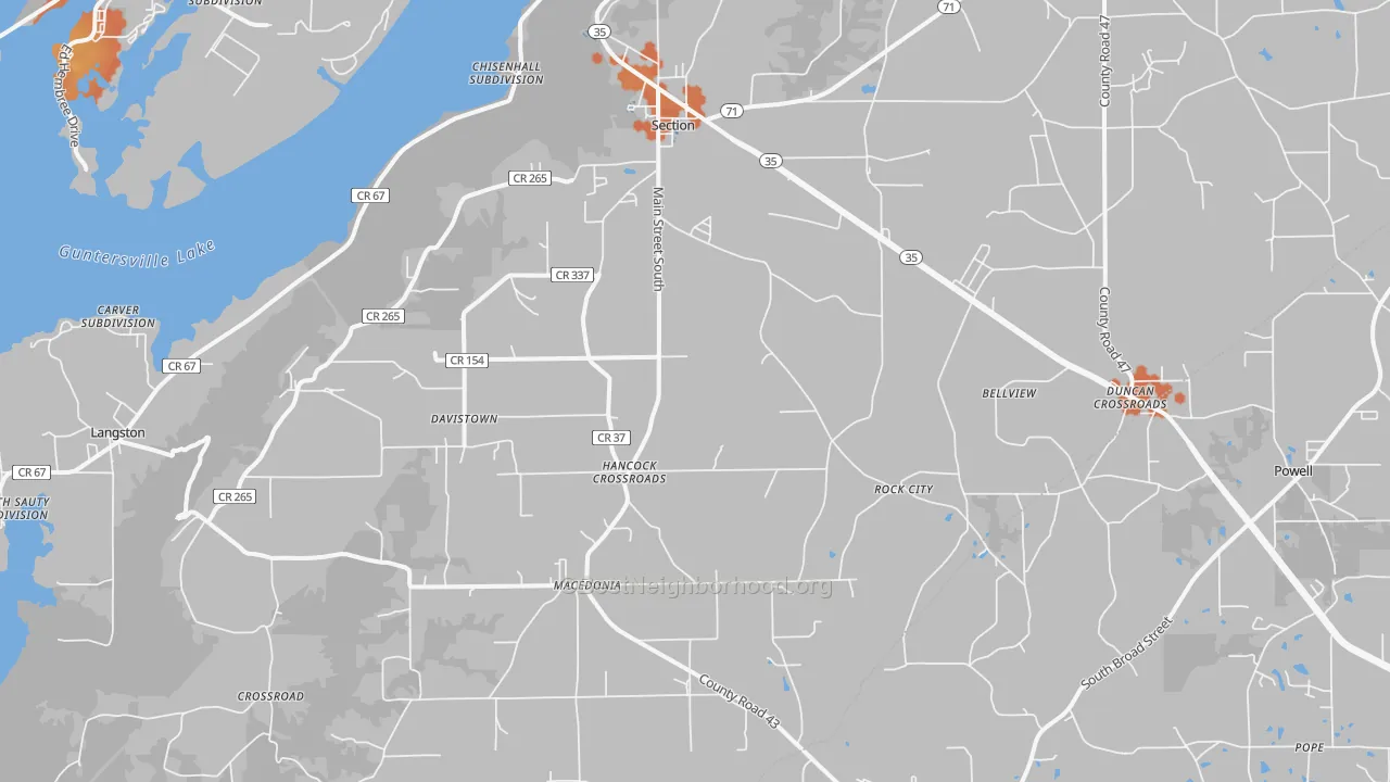 Bike Grade map of Section, AL
