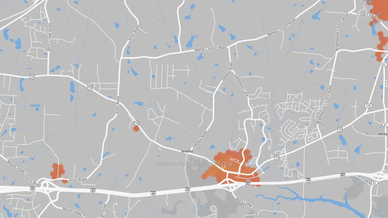 Bike Grade map of Sedalia, NC