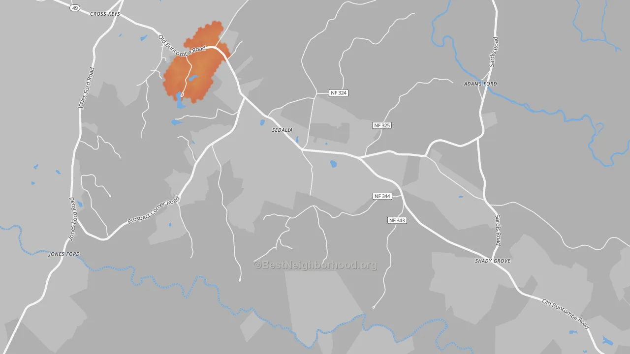 Bike Grade map of Sedalia, SC