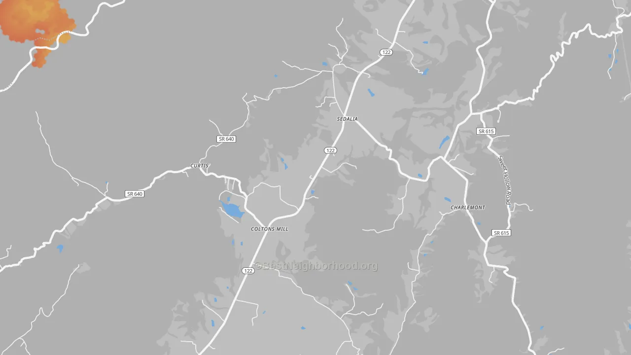 Bike Grade map of Sedalia, VA