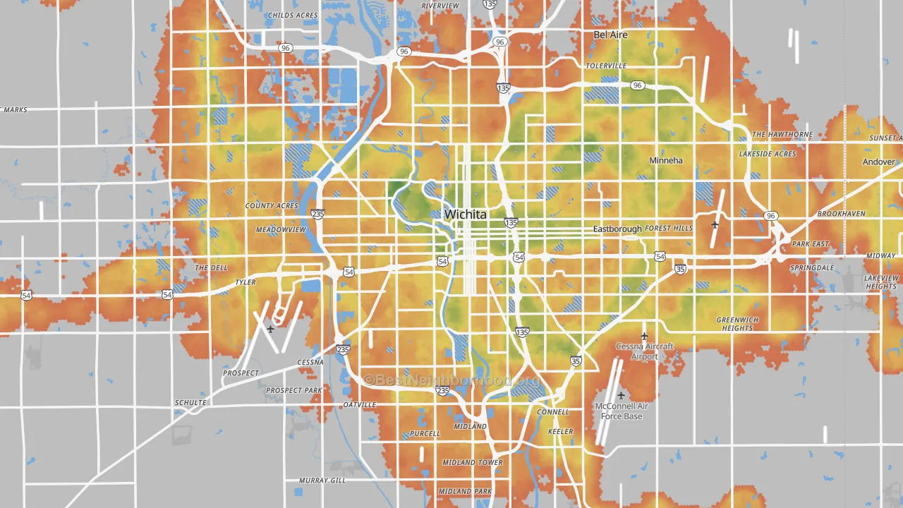 Bike Grade map of Sedgwick County, KS