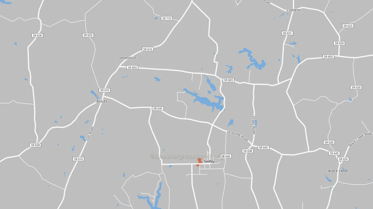 Bike Grade map of Sedley, VA