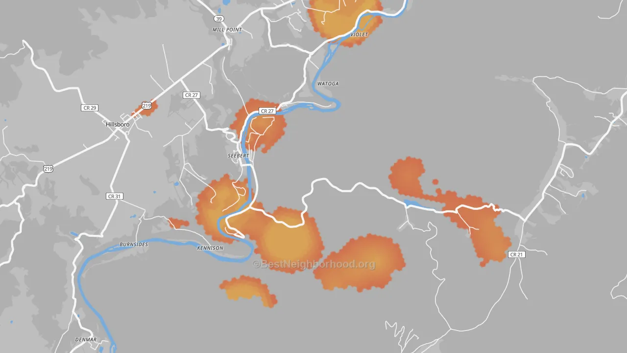 Bike Grade map of Seebert, WV