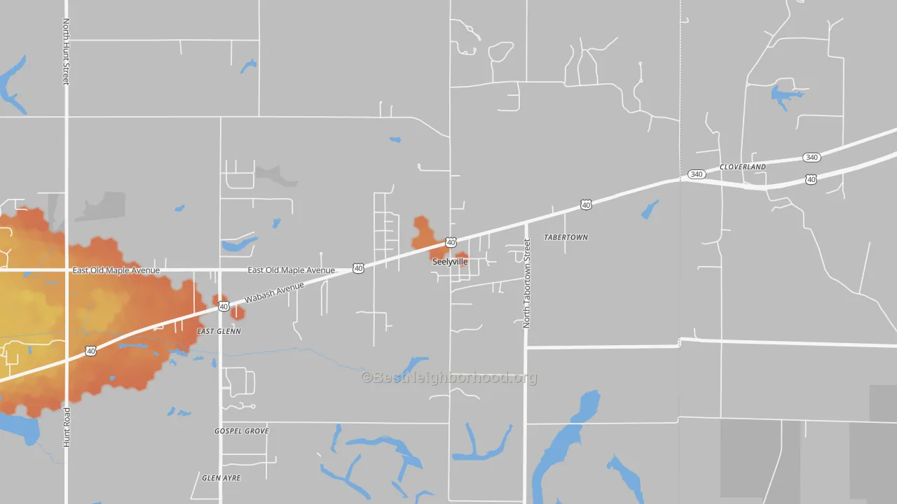 Bike Grade map of Seelyville, IN