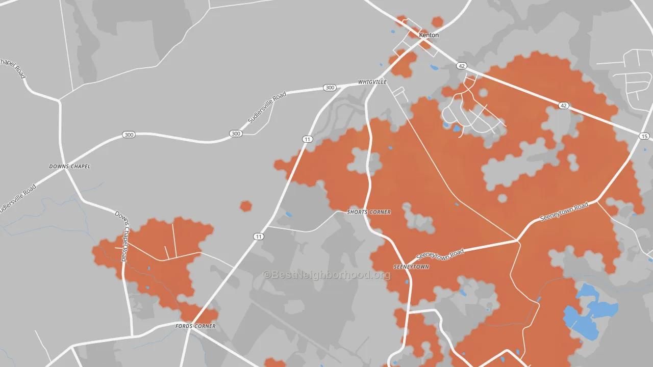 Bike Grade map of Seeneytown, DE