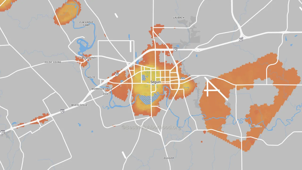 Bike Grade map of Seguin, TX